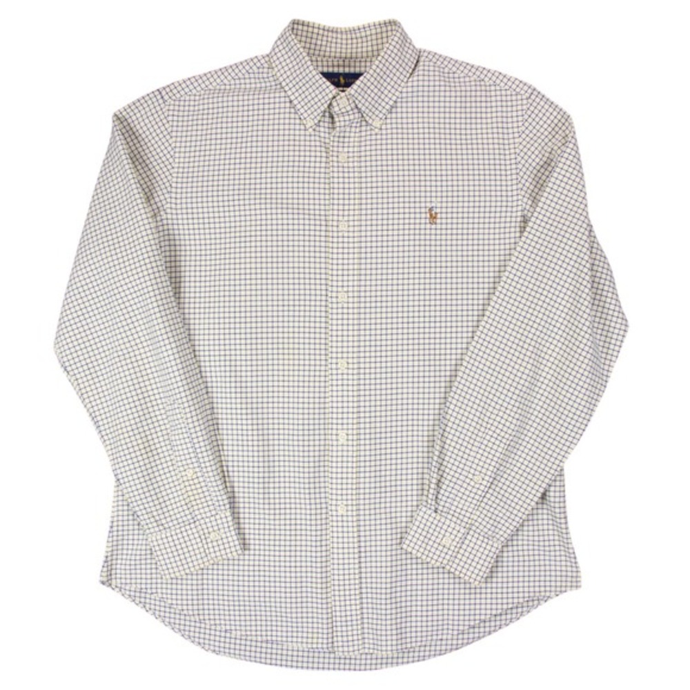 Polo‎ Ralph Lauren Mens L Yellow Custom Fit Shirt Plaid Polo Flesh Pony
